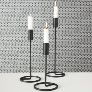 Kerzenständer für Stabkerzen, schwarz, Eisen, Fio