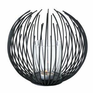 Skandi ​Windlicht / Teelicht mit Glas, schwarz, rund