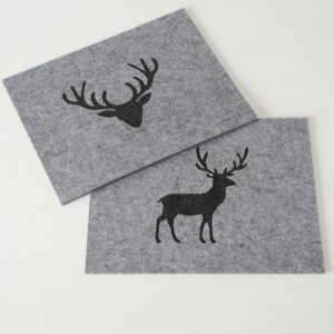 Tischset grau, Hirsche