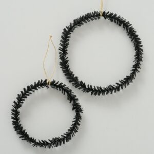 Dekokranz aus Glitzer Schwarz, 2-er SET