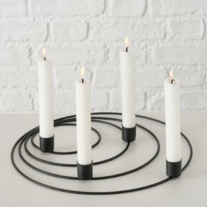 Adventskranz schwarz aus Metall Ringen - 29 cm - Kerzenständer für 4 Stabkerzen