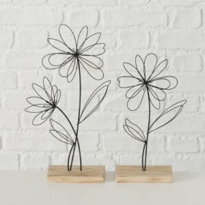 Aufsteller, Blumi, Metallblume mit Holzaufsteller