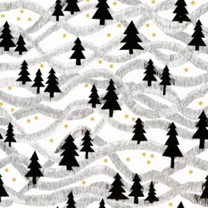 Papierservietten "Weihnachtsbaum / Tanne / silber-schwarz"