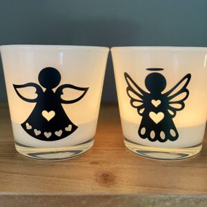 Teelicht Glas Haus | Schutzengel | versch . Designs