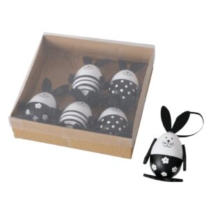 Osterei / Osterhase Anhänger, Puschly, schwarz/weiß, 6-er SET