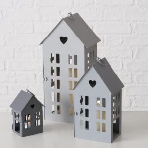 Lichthaus / Laterne / Haus mit Herz, Alamo, Metall, Boltze, grau
